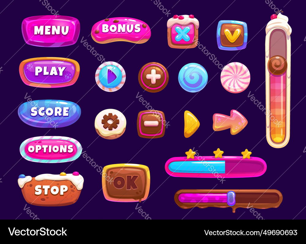 Candy Game UI - Buttons & Interface vektorbild