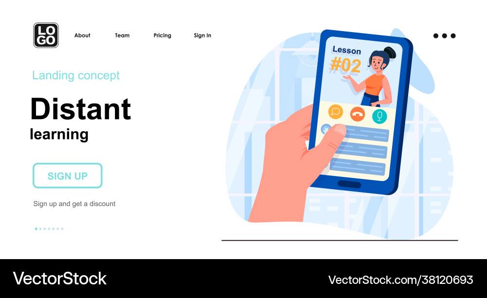 Distant learning web concept student is studying Distant learning web concept student is studying vector image