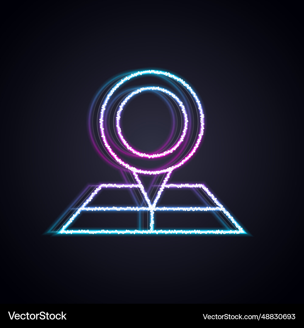 Glowing neon line folded map with location marker Glowing neon line folded map with location marker vector image
