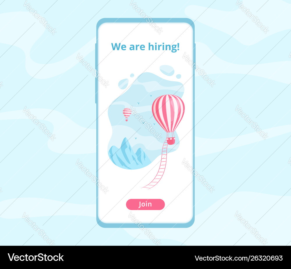 Hiring worker message mobile app template vector image