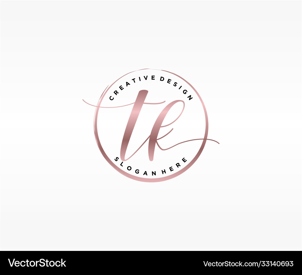 Initial tk handwriting logo with circle template vector image