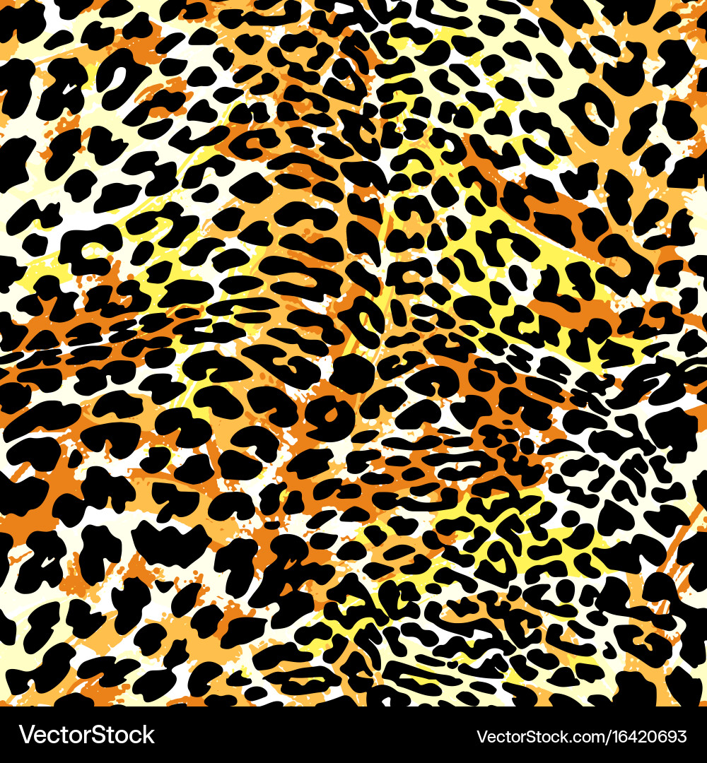 Leopard Seamless Pattern - Orange & Black Vector Image