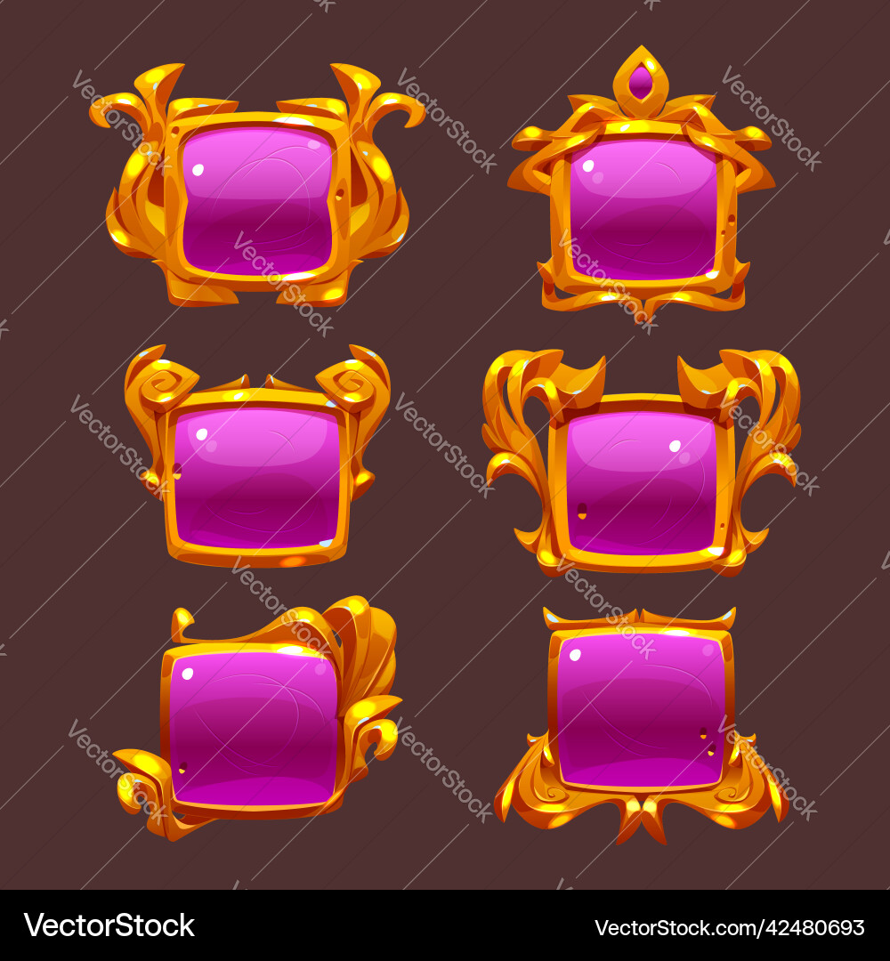Pink buttons with golden frames for rpg game Pink buttons with golden frames for rpg game vector image