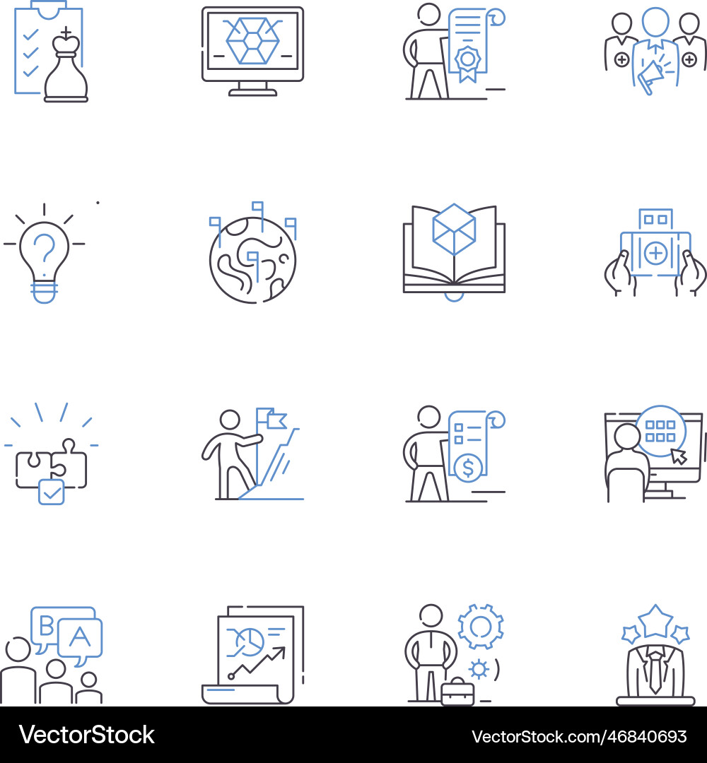 Program coordination line icons collection Program coordination line icons collection vector image