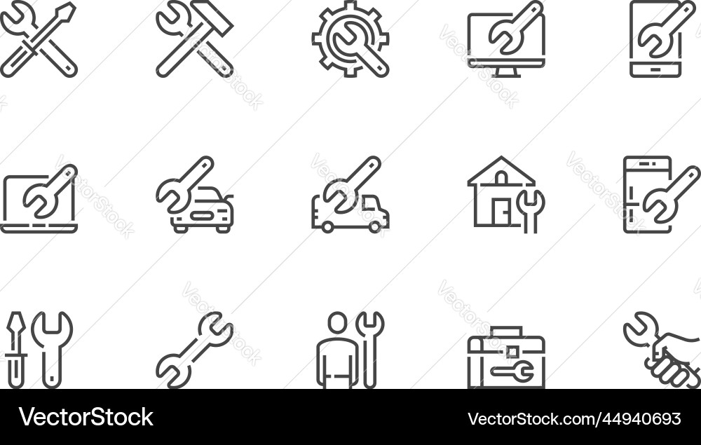 Repair Line Icons - Toolkit Vector Image