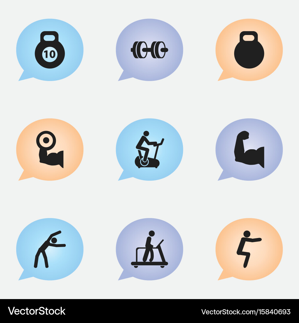 Set of 9 editable exercise icons includes symbols Vector Image