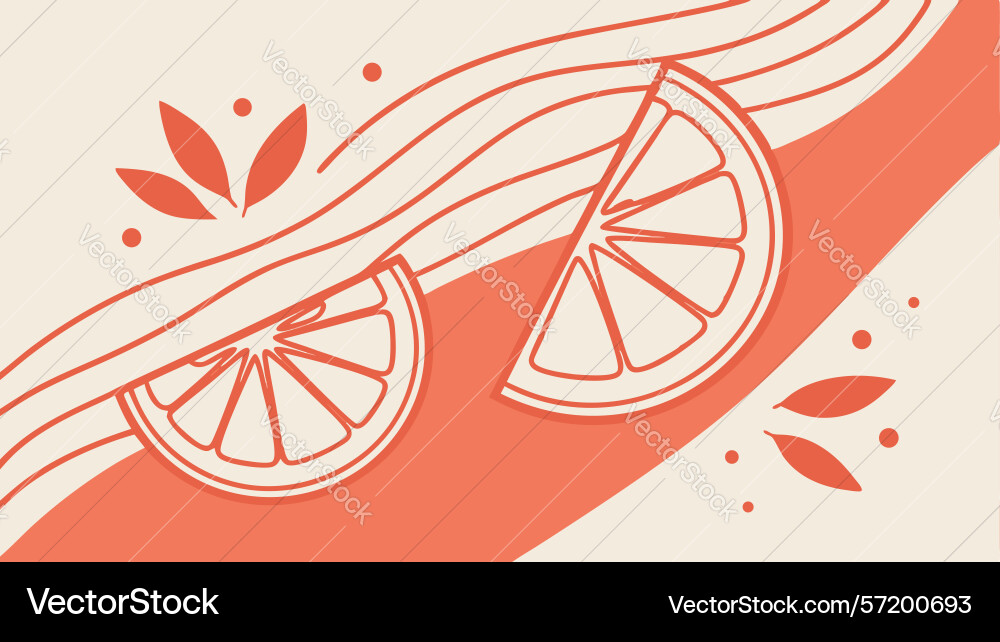 Sliced orange with abstract wavy pattern design Vector Image