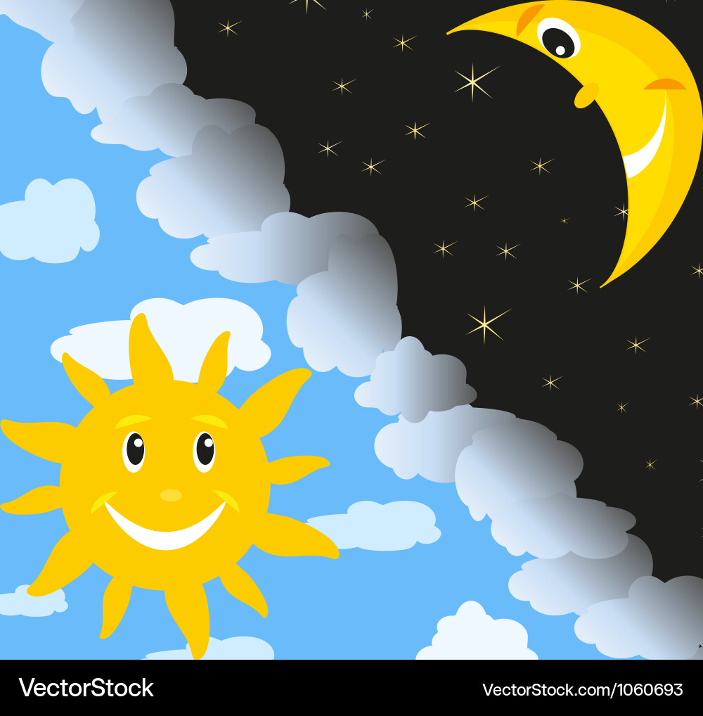 Sun and moon Royalty Free Vector Image - VectorStock