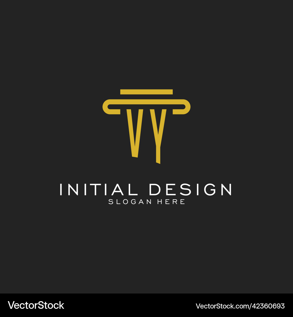 Vy initial logo with simple pillar style design Vector Image