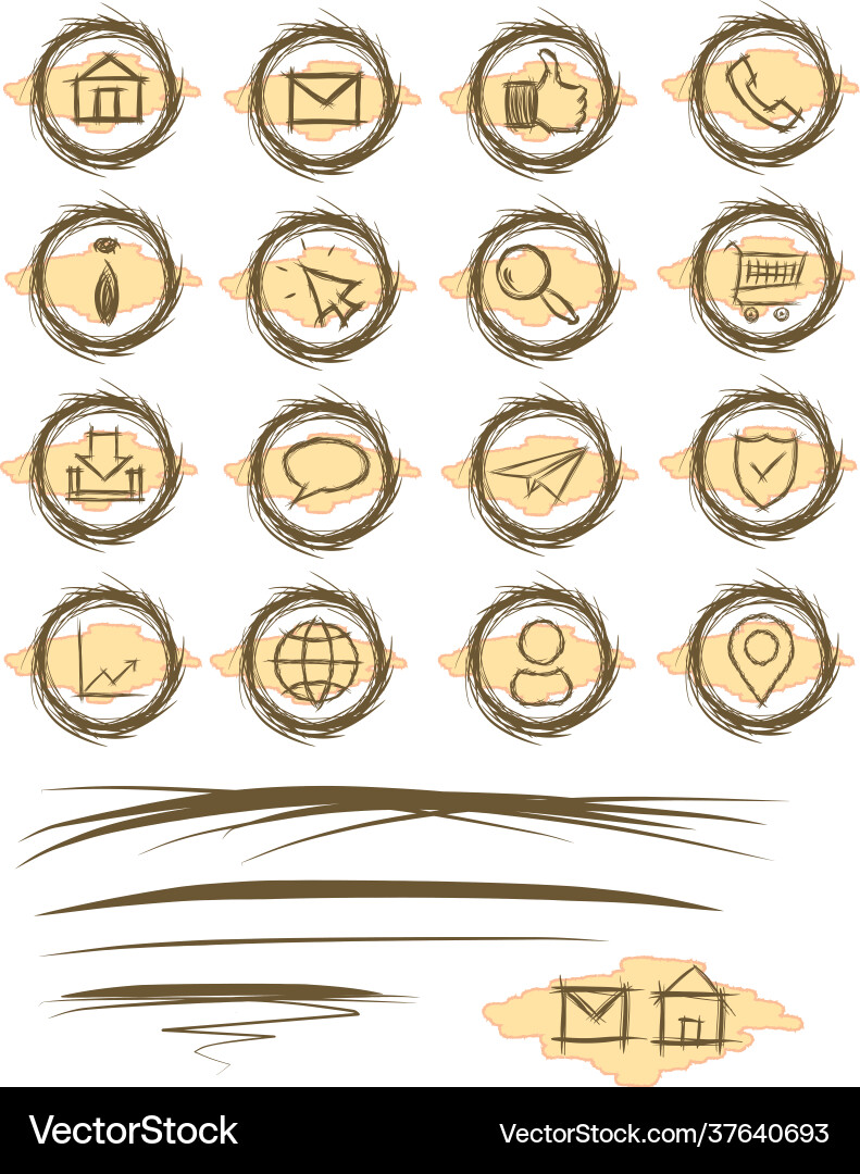 Web site symbols set with background Web site symbols set with background vector image