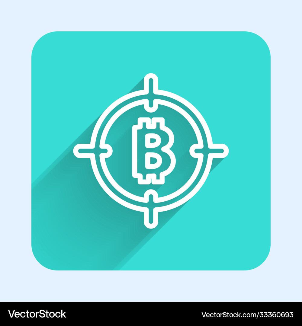 White line bitcoin in target icon isolated White line bitcoin in target icon isolated vector image