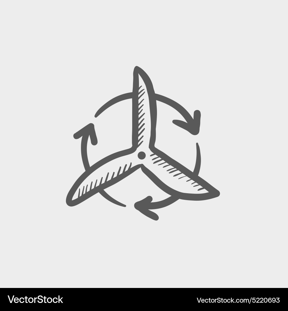 Windmill with arrow sketch icon vector image