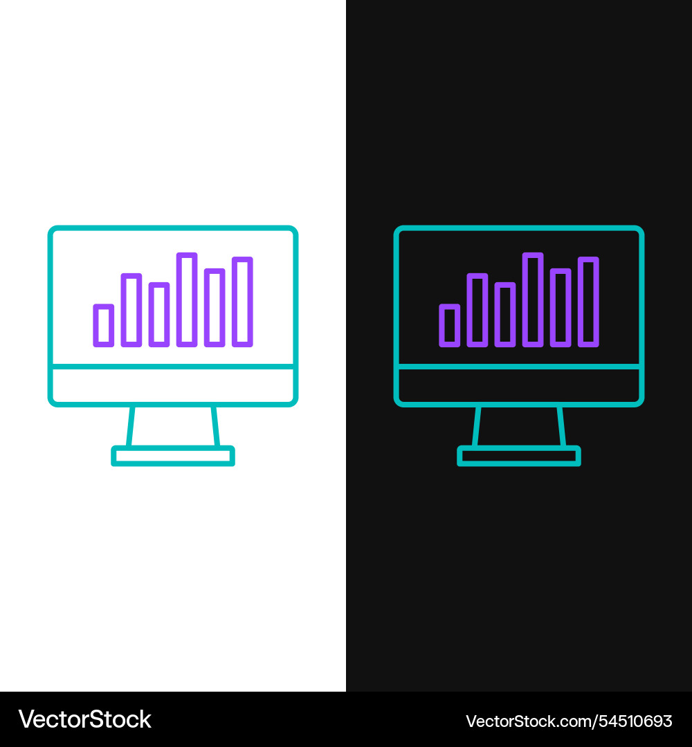 Zeilen-Computermonitor mit Diagramm-Diagramm-Symbol Zeilen-Computermonitor mit Diagramm-Diagramm-Symbol vektorbild