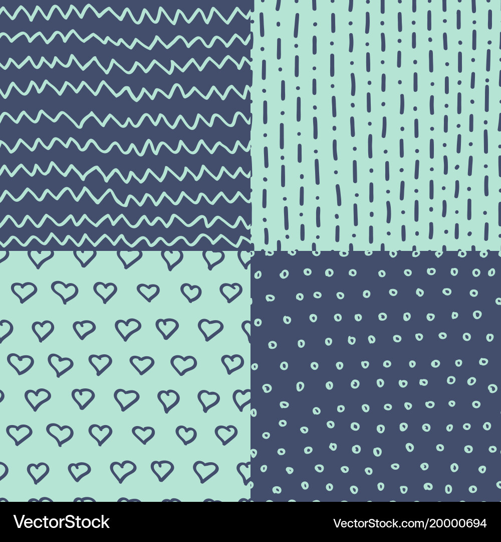Abstract handdrawn seamless patterns set simple vector image