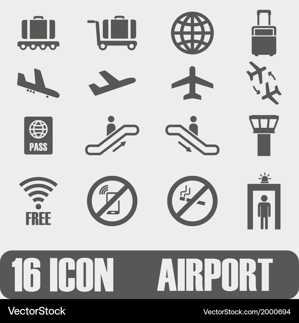 Airport Icon Set Vector Image