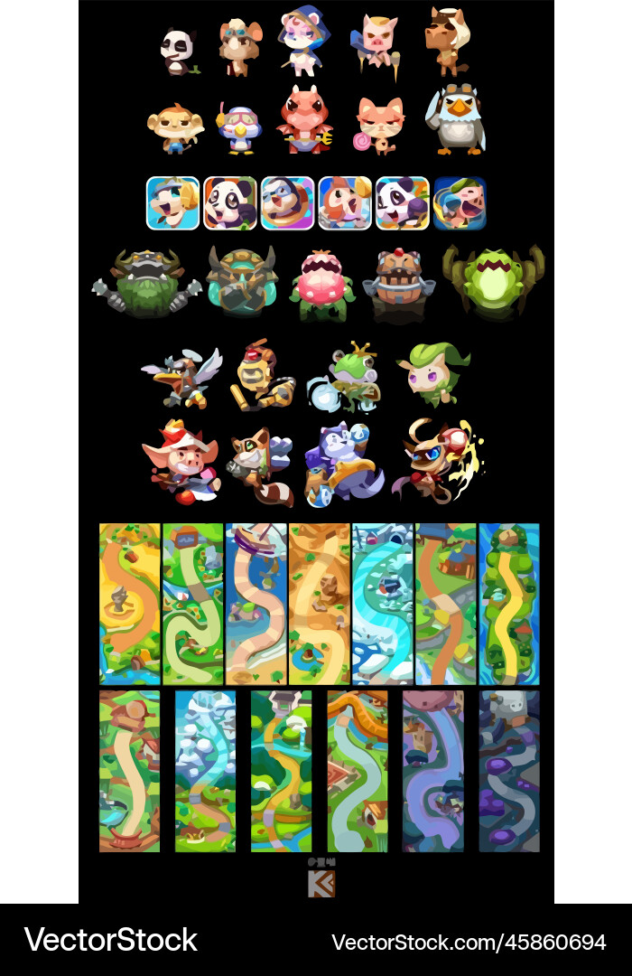 Complete set of level button game ui pop-up icon Vector Image