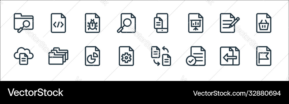 Document and files line icons linear set quality Vector Image