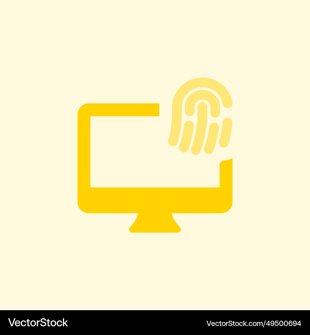 Fingerprint lock system installed in desktop vector image