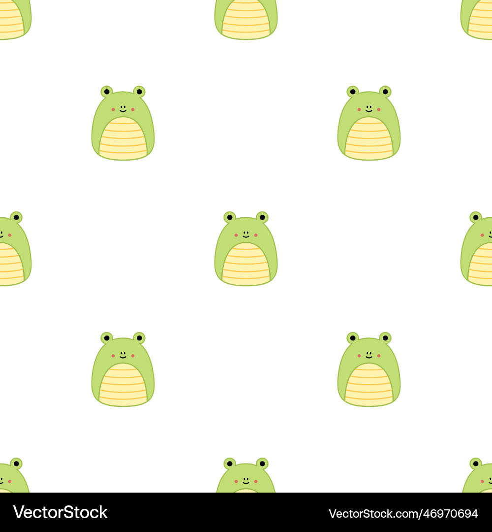 Frogs seamless pattern squishmallow repeatable Vector Image
