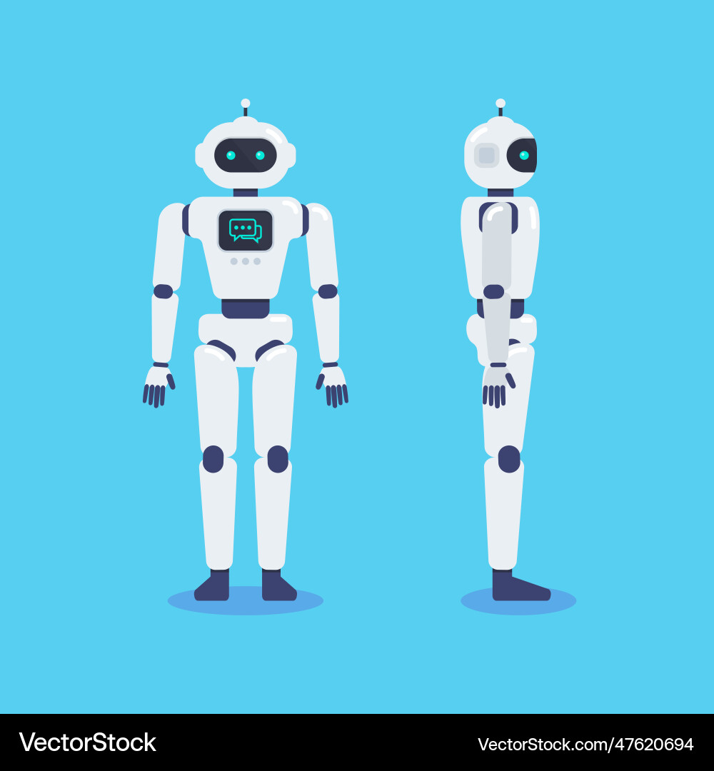 Front and side of android robot cyborg technology Front and side of android robot cyborg technology Vector Image