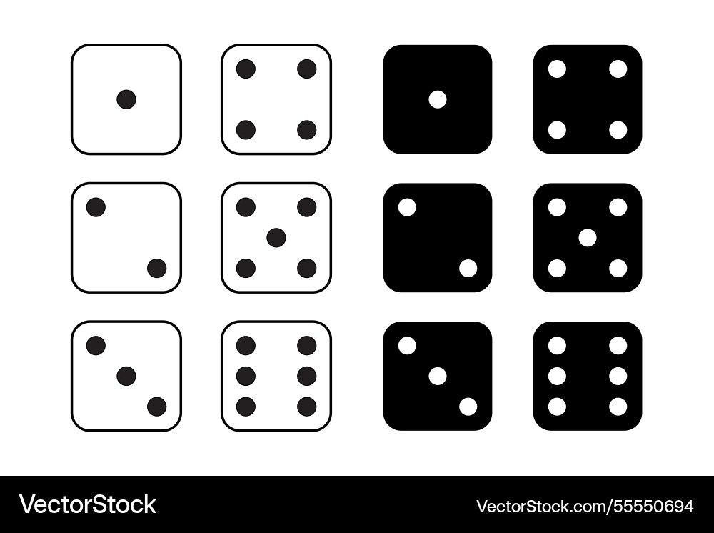 Game dice icon with side of cube from one to six vector image