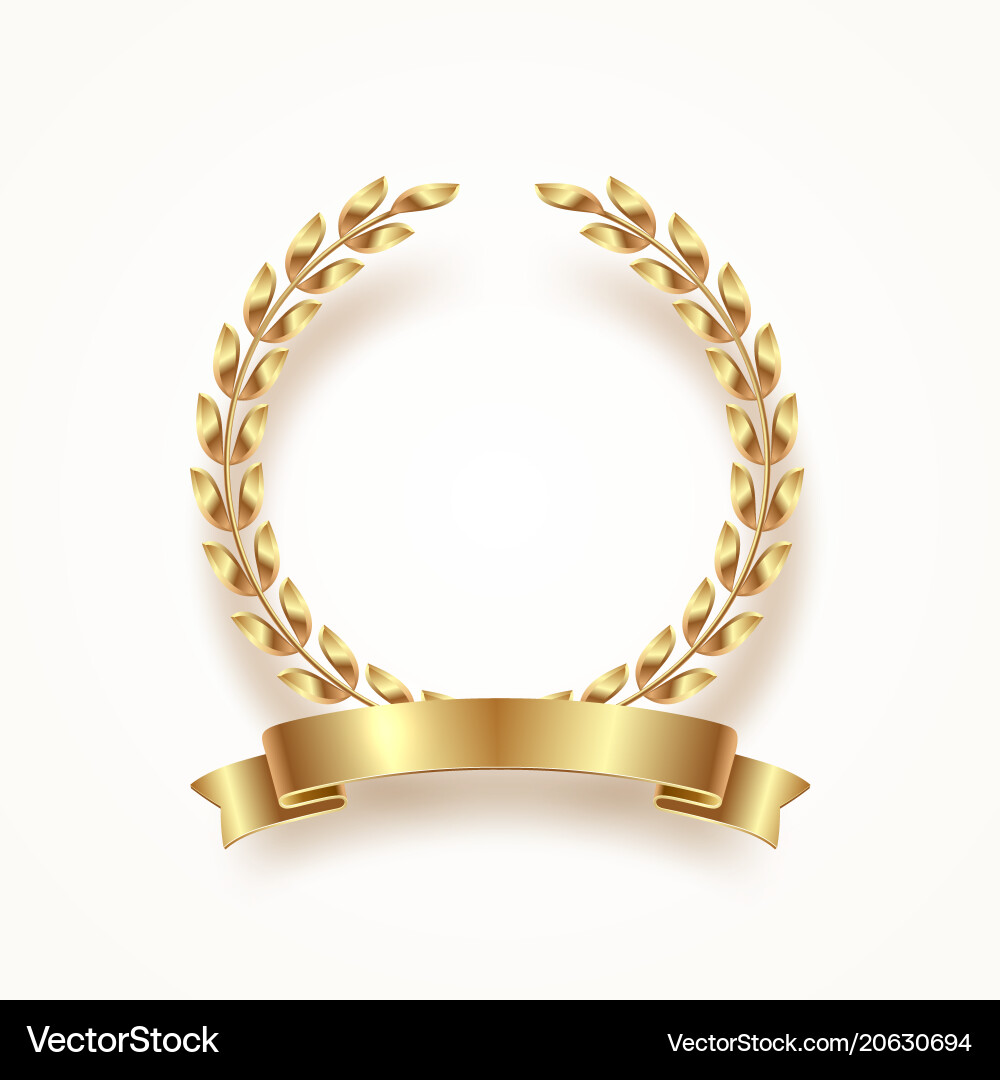 Golden laurel wreath with ribbon Golden laurel wreath with ribbon vector image