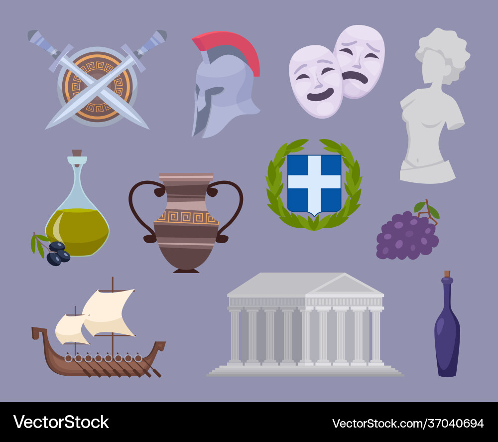 Greece collection traditional authentic cultural Greece collection traditional authentic cultural vector image