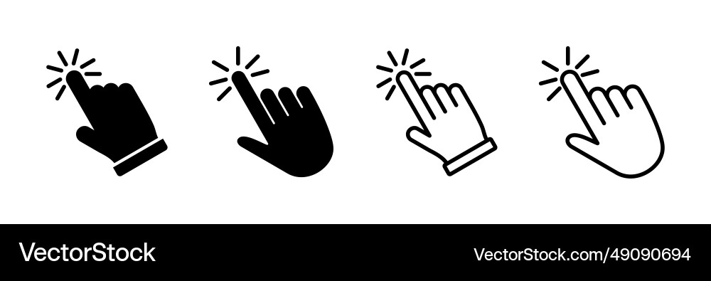 Hand click icon clicking finger pointer Hand click icon clicking finger pointer vector image