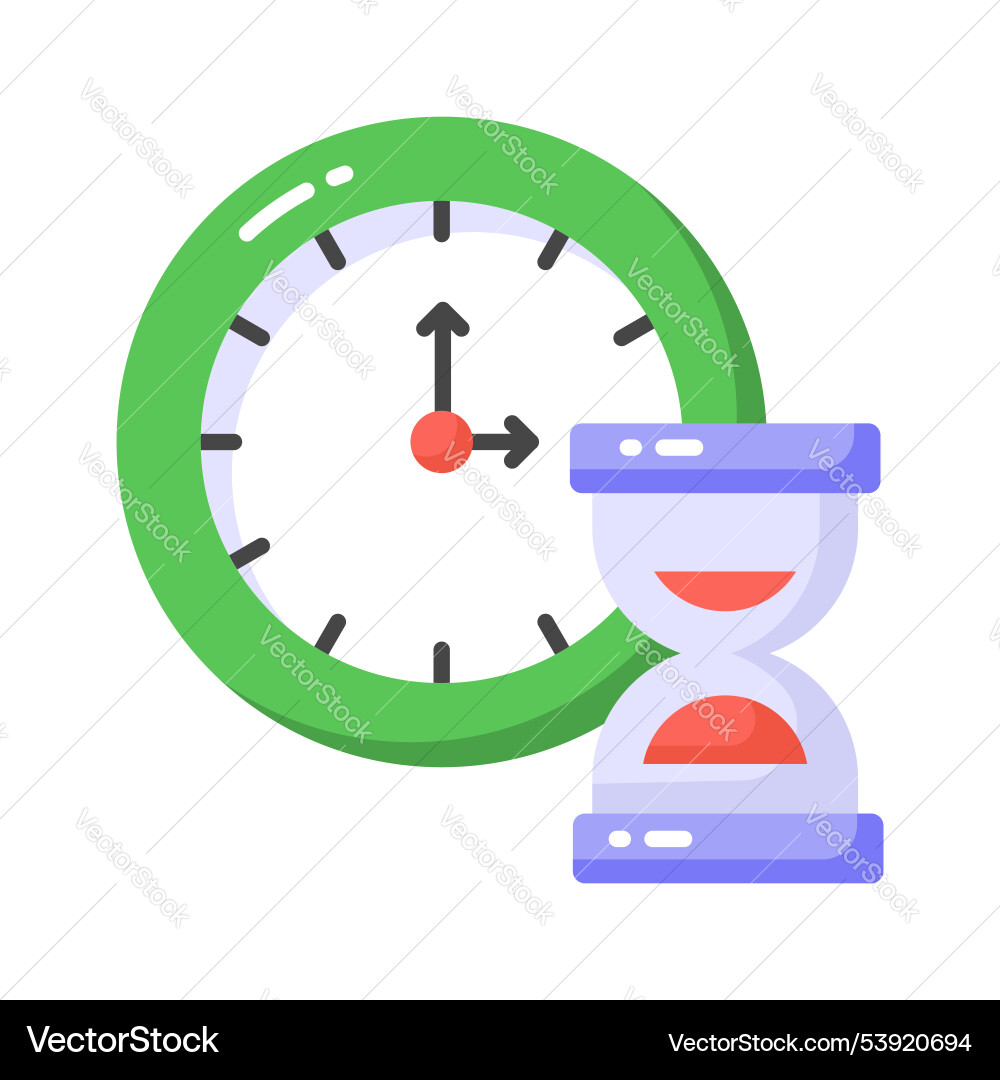 Hourglass with clock showing icon of time Vector Image
