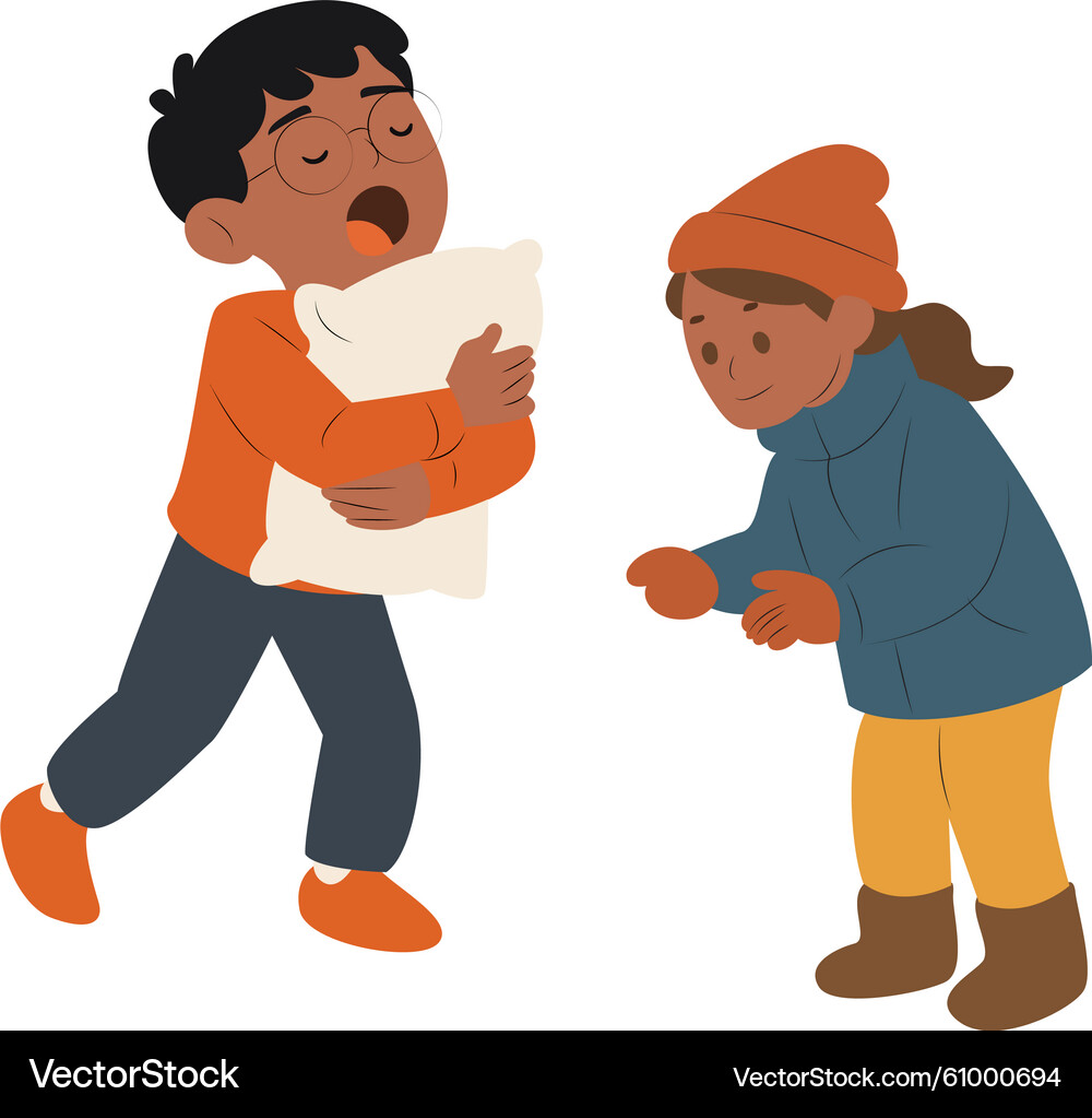 Kids Pillow Fight - Fun Indoor Play – Royalty-Free Vector | VectorStock, image size:1000x1023