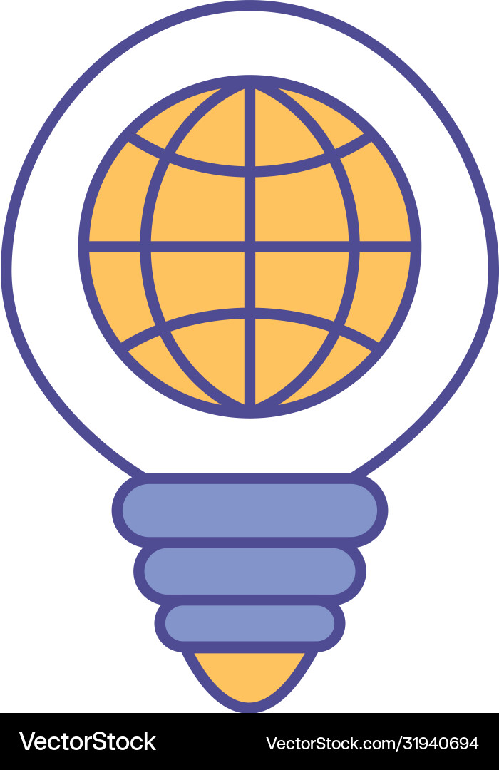 Light bulb with global sphere line and fill style vector image