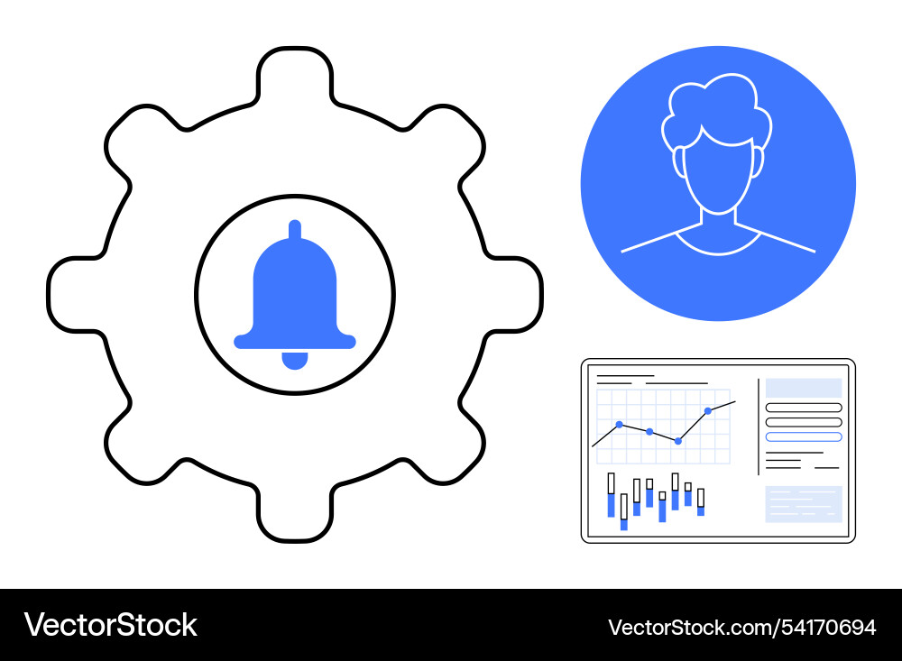 Notification settings concept with user profile Notification settings concept with user profile Vector Image