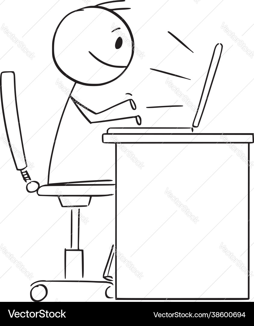 Office Worker Typing on Computer vector image