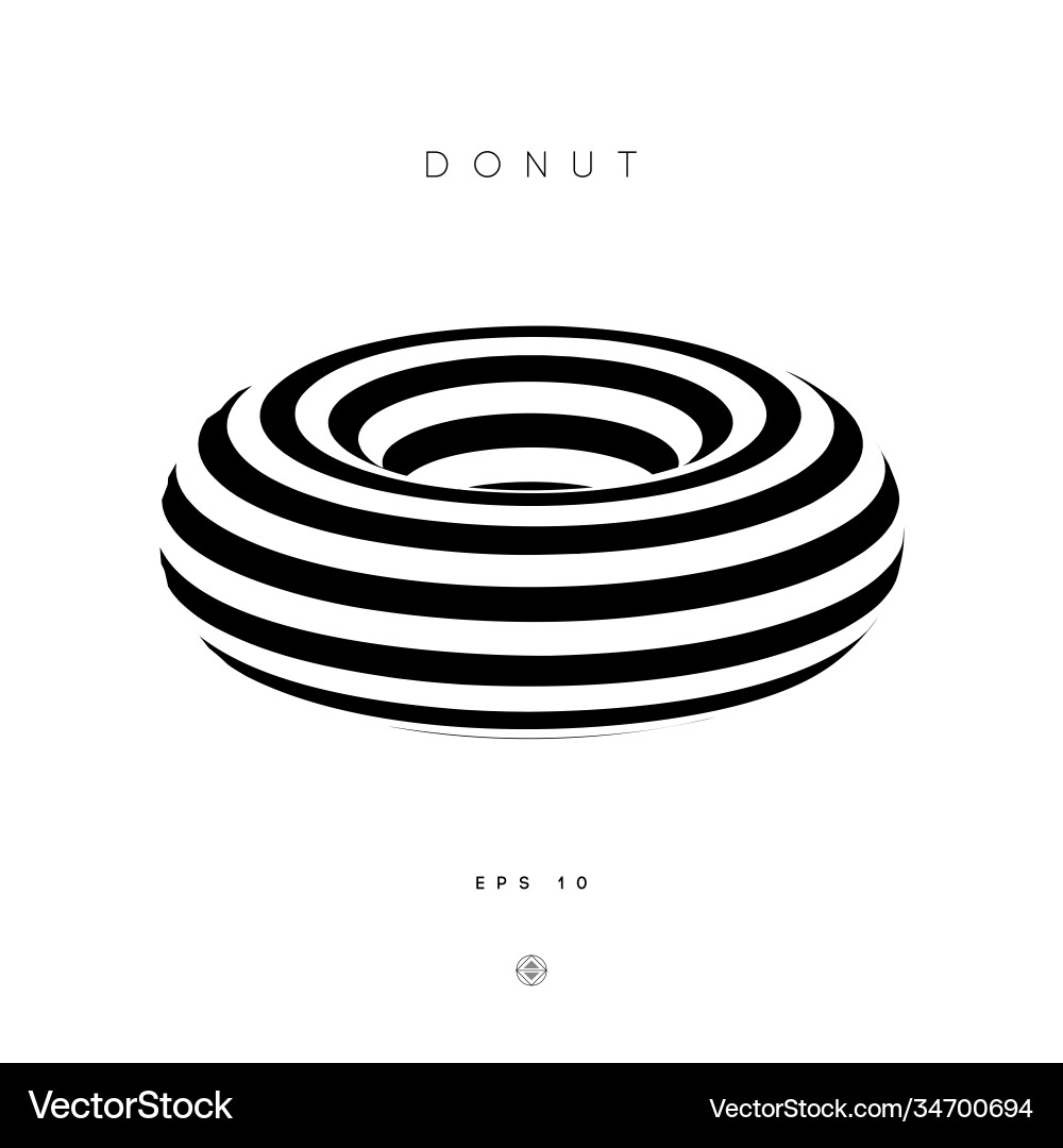 Optical illusion torus logo 3d black and white Optical illusion torus logo 3d black and white vector image