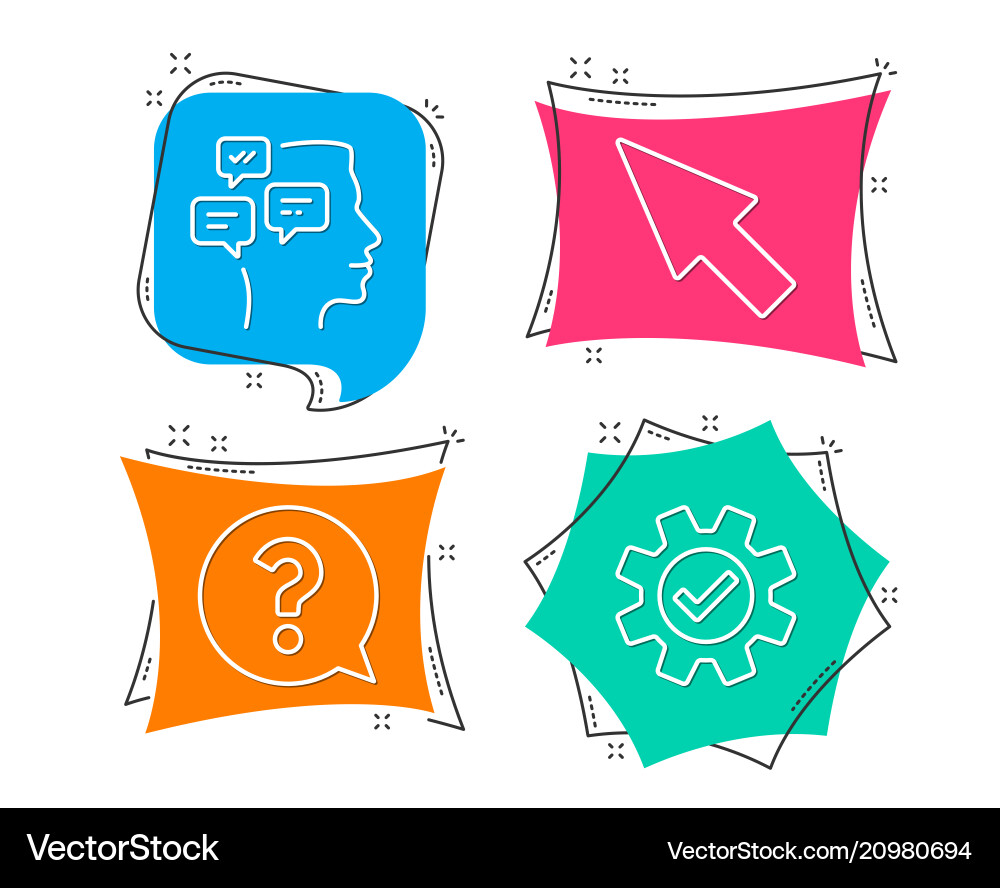 Question Mark Cursor Icons - Messages & Gears Vector Image
