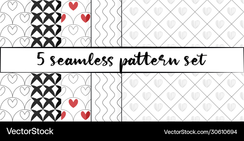 Set 5 simple ornament seamless patterns use Set 5 simple ornament seamless patterns use vector image