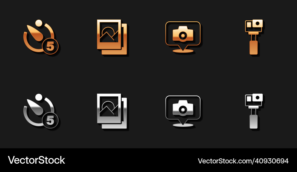Set camera timer photo frame and action vector image