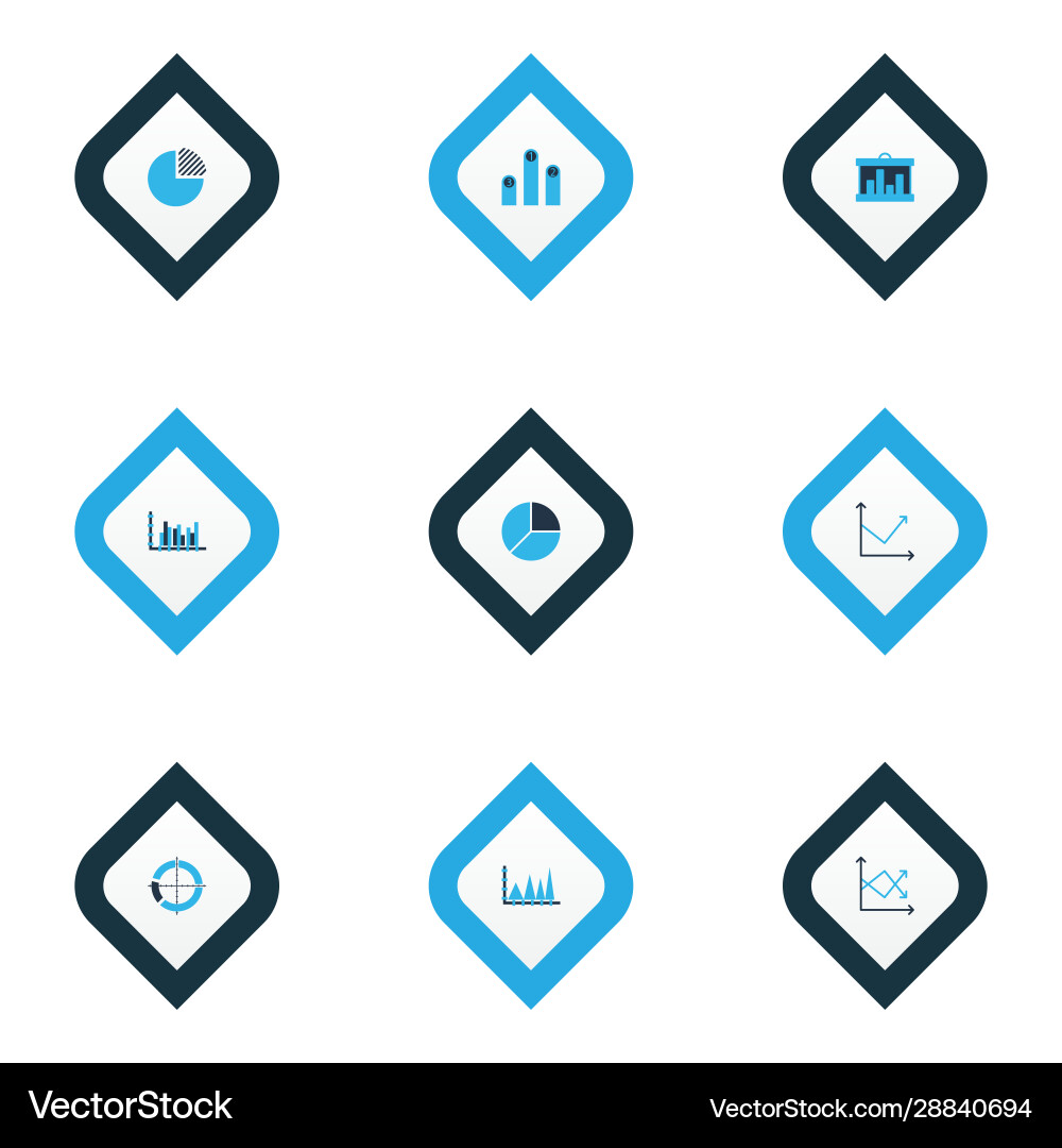 Set graphs diagrams and statistics icons Set graphs diagrams and statistics icons vector image