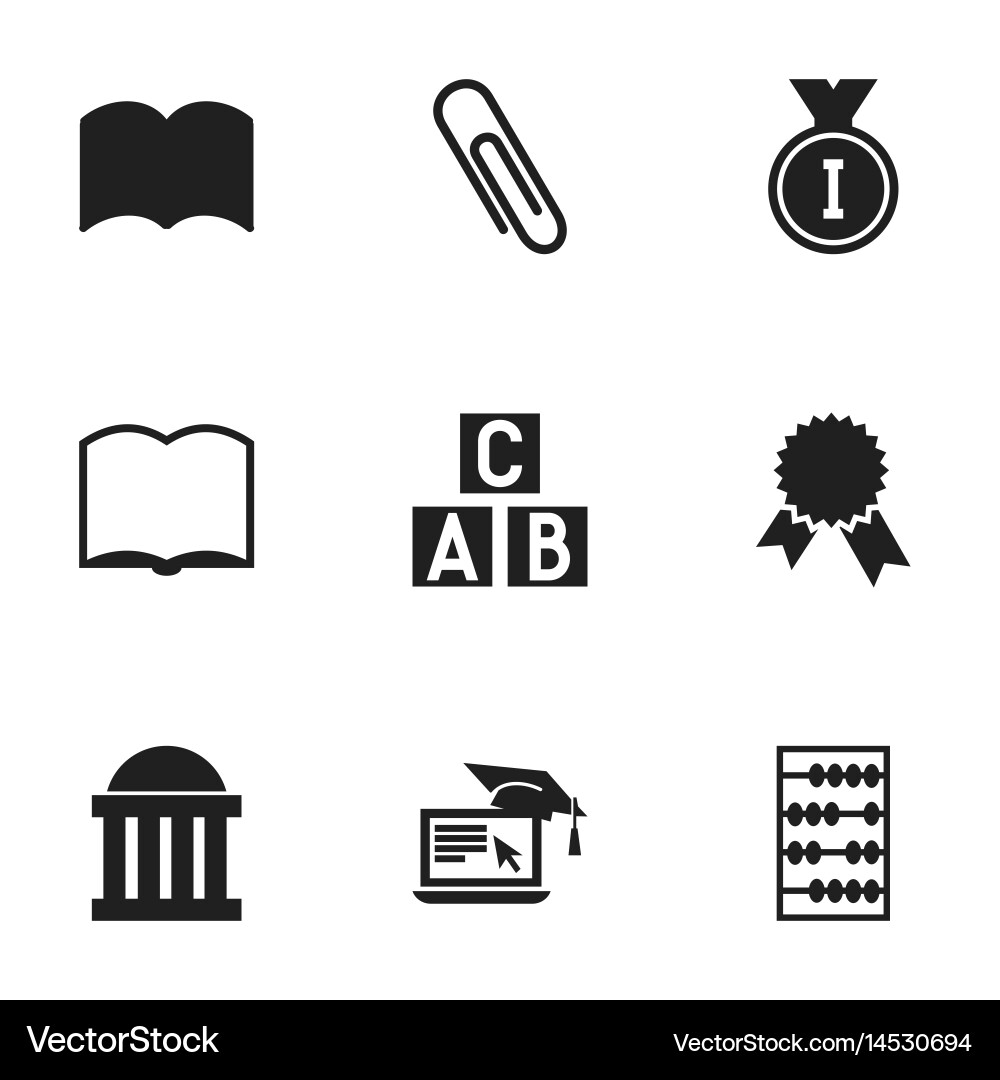 Set of 9 editable university icons includes vector image