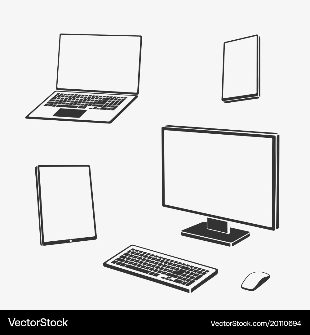 Set of symbols computer technique Vector Image