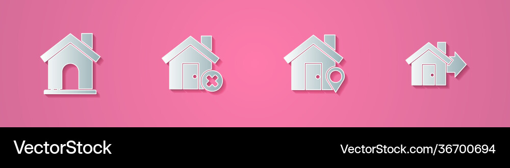 Set paper cut house with wrong mark location Set paper cut house with wrong mark location vector image
