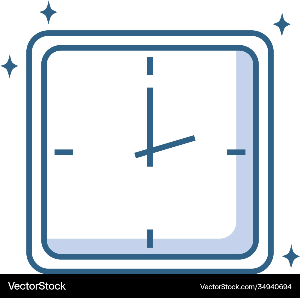 Square clock time hour device line style icon vector image