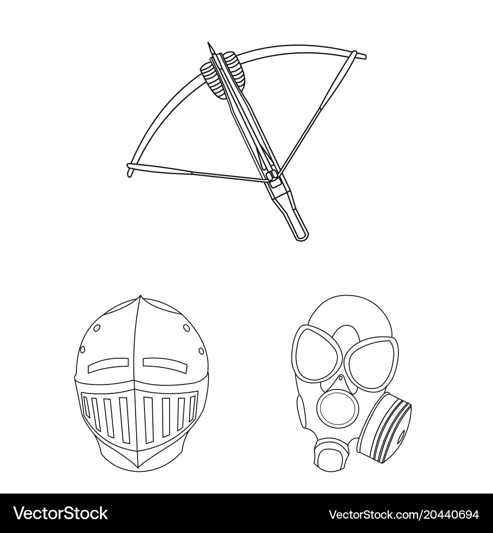 Types of weapons outline icons in set collection Vector Image