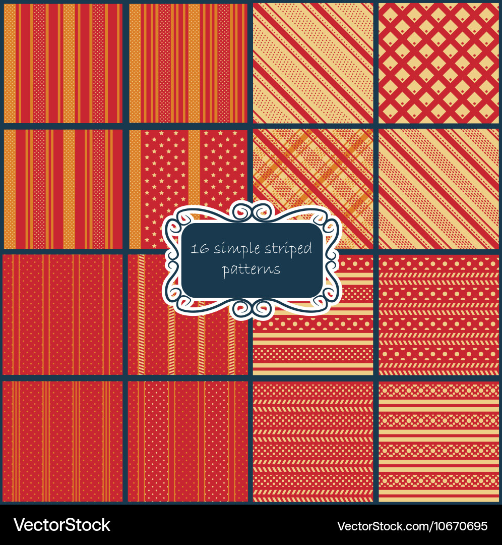Big set of retro red patterns vector image
