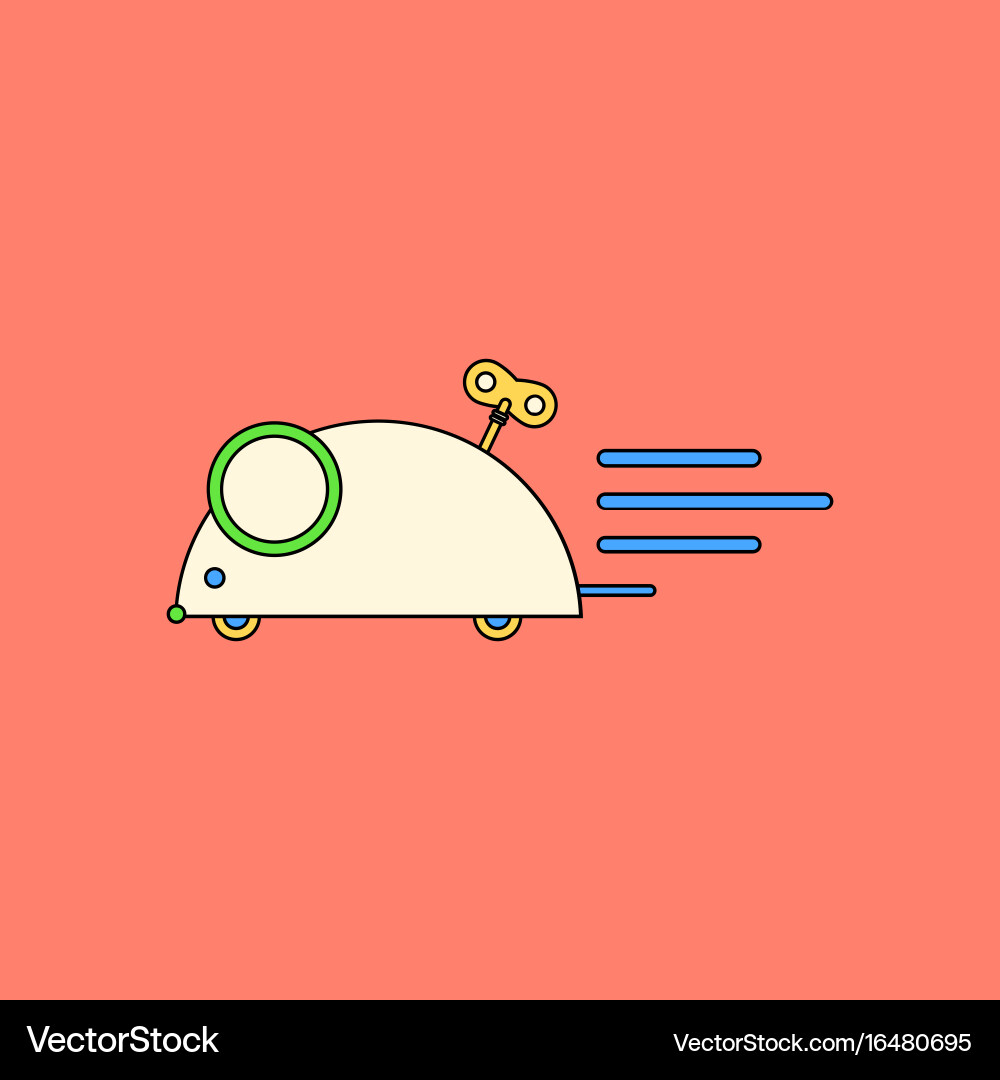 Flat icon design collection clockwork mouse toy vector image