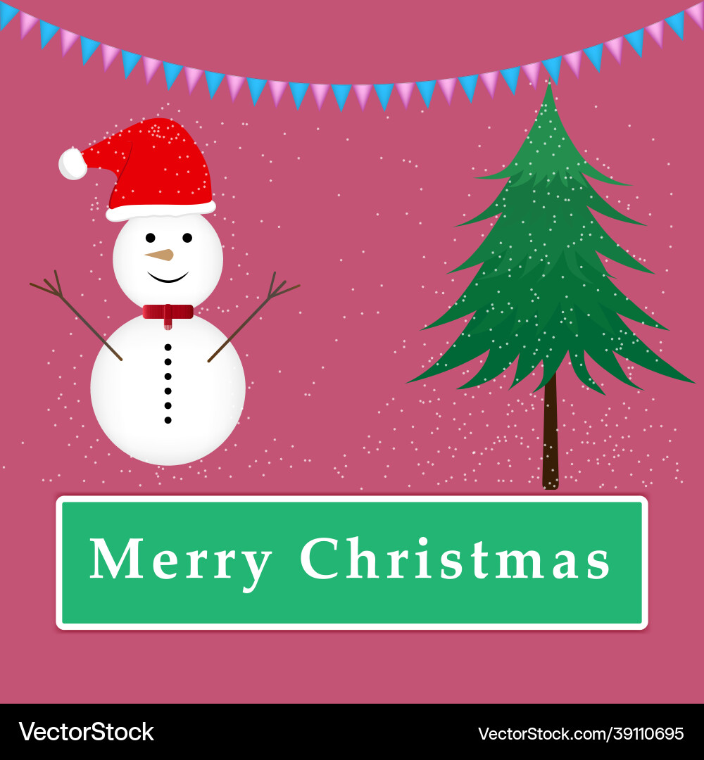 Graphics design snowman and with text merry Vector Image