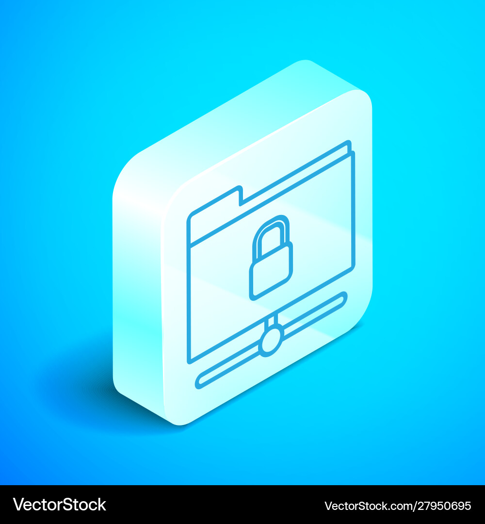 Isometric line ftp folder and lock icon isolated Isometric line ftp folder and lock icon isolated vector image