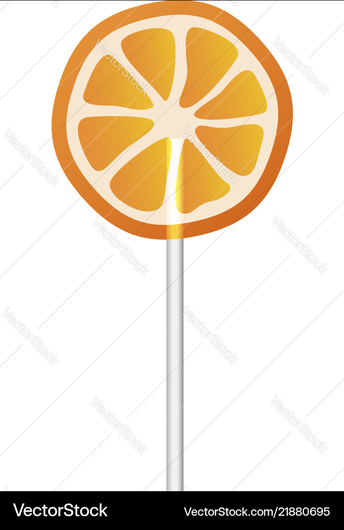 Orange lollipop icon realistic style Orange lollipop icon realistic style vector image