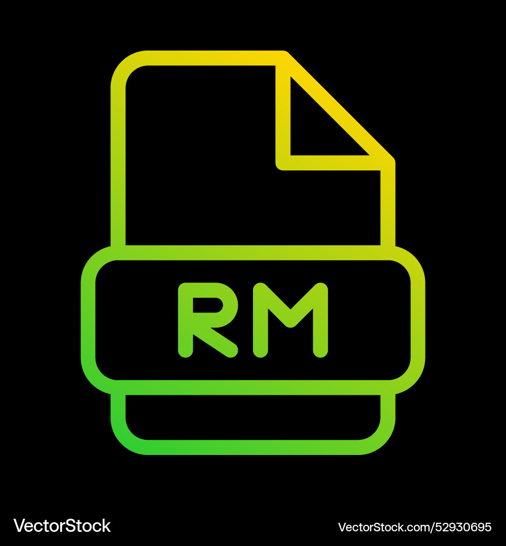 Rm file type icon with an outline gradient design Rm file type icon with an outline gradient design vector image