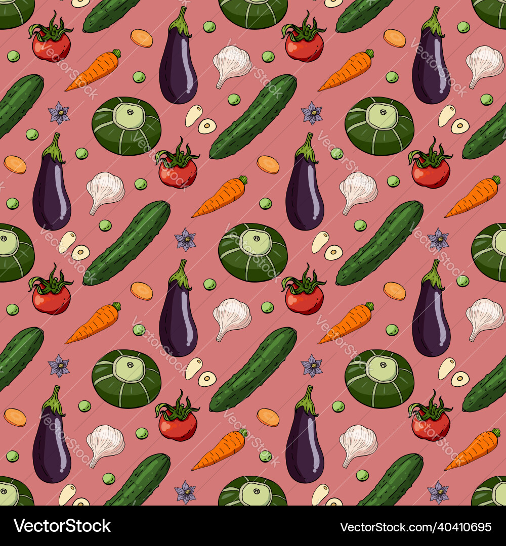 Seamless pattern with tomatoes cucumbers carrots Seamless pattern with tomatoes cucumbers carrots vector image